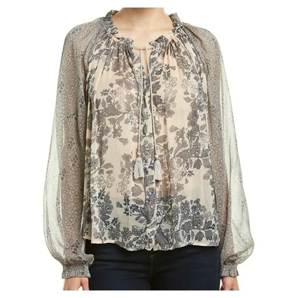 Free People Hendrix Delicate Sheer Peasant Blouse‎
